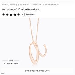 Rose Gold Letter “a” Pendant