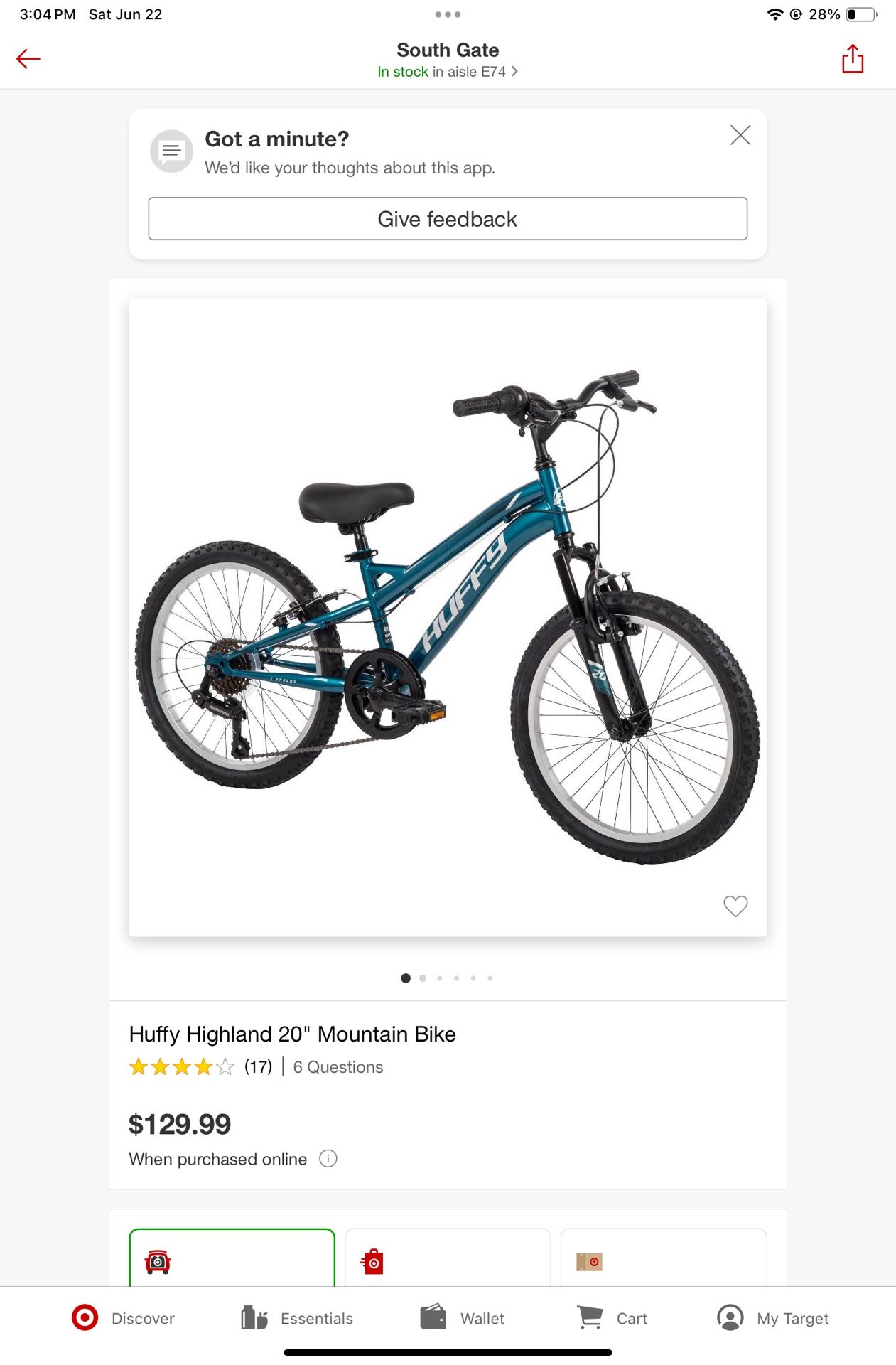 Huffy highland 20 volete inch bike