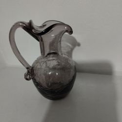 CRACKLE ART GLASS PITCHER 5"