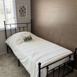 Metal Bed Frame with Mattress 