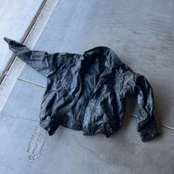 Means L Black Leather Jacket