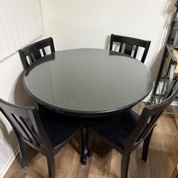 Kitchen Table w/ Glass Top & 4 Chairs