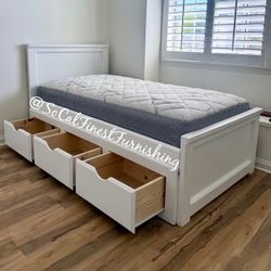 Twin Bed And Mattress With Drawers 