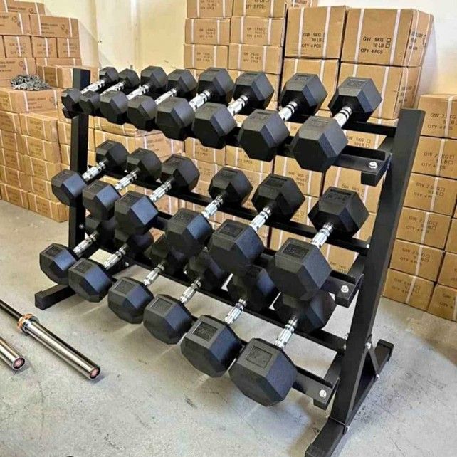 NEW Rubber Hex Dumbbells 5lb - 50lb Dumbbell Pairs Olympic Weights Home Gym Workout Equipment Fitness Weight Set 