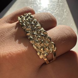 10k Gold Nugget Double Ring