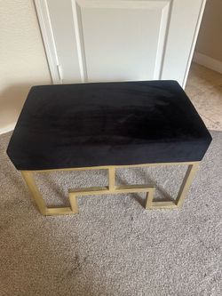 Black velvet bench with gold