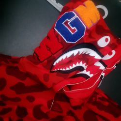 Double Hooded Red Bape Hoodie Sze XL Runs Small