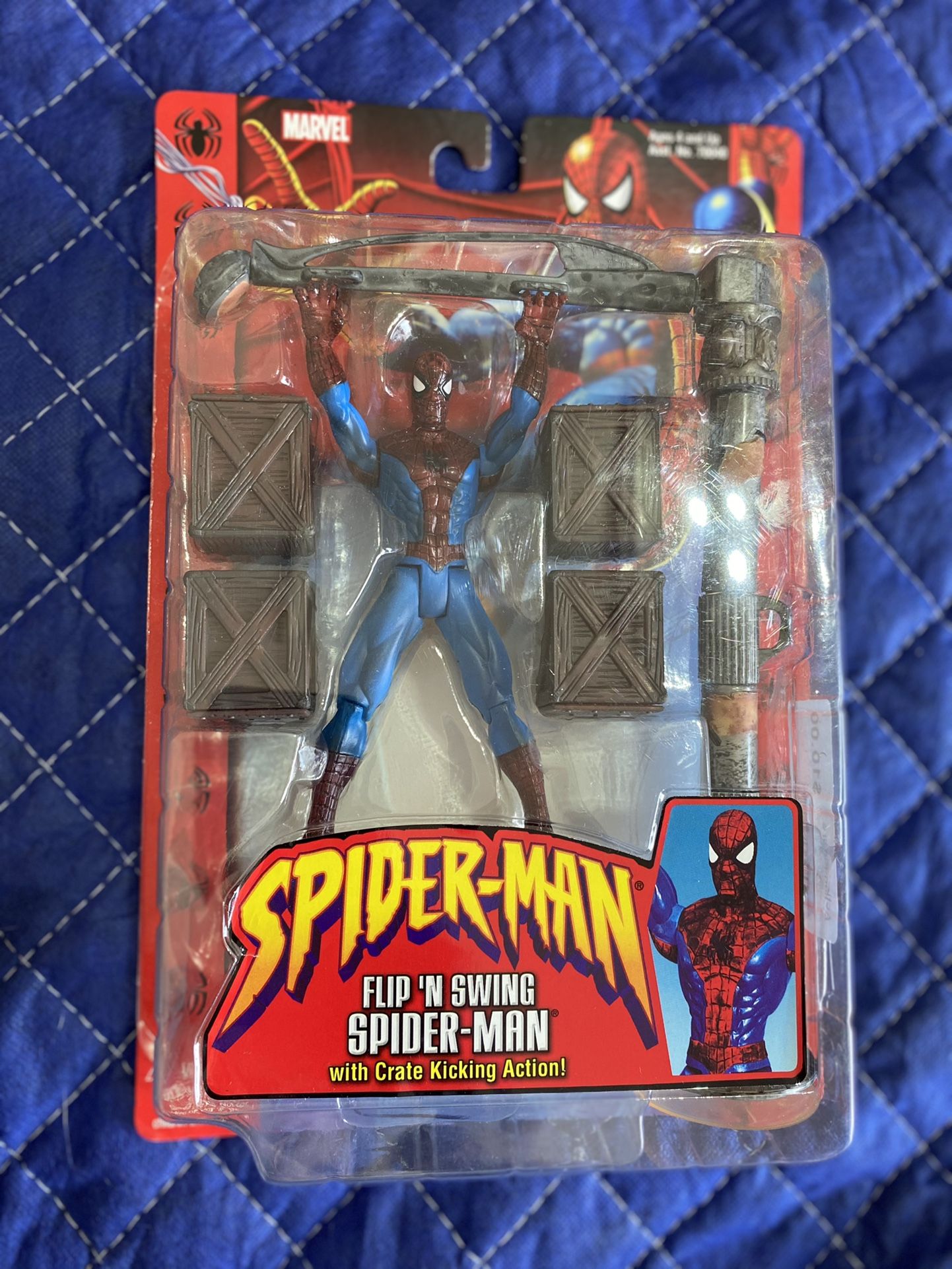 Spider-Man Flip 'N Swing Spiderman Figure with Crate Kicking Action 2002 NIP