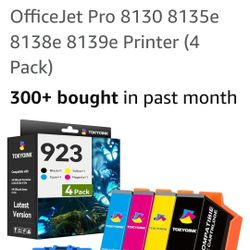 923 Ink Cartridge Combo Pack (Without Chip) for HP OfficeJet Pro 8130e 8135e 8138e 8139e and 8120 8122e 8123 Printers (Black C M Y)