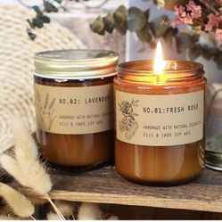Candles for Home Scented, Long Lasting Jar Soy Candles, Aromatherapy Candles for Relaxation, Candles Gifts Set for Women, Lavender and Fresh Rose, 7.2