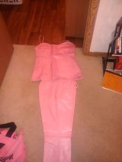 Pink Leather pant suit