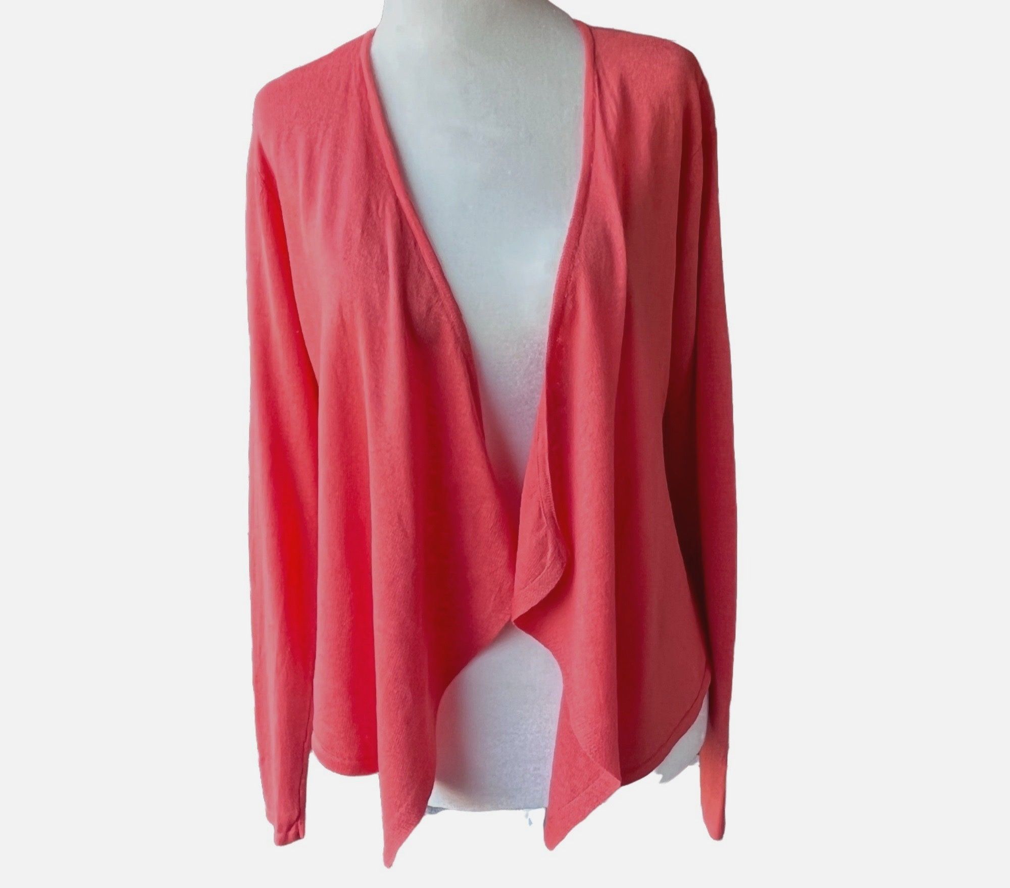 J. Jill Women's Open-Front Cardigan Linen Blend Long-Sleeve Coral Size XS