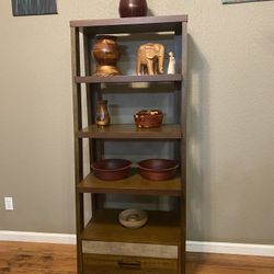 Living Room Set Includes Two Shelves, One End Table With Lamp, Entertainment Table, And Sofa Table. 