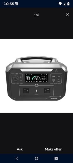 AMPACE 600W PORTABLE POWER STATION .APP CONTROL. FAST CHARGING. 3 WAYS  TO RECHARGE :- 1-CAR.2- HOME. 3-SOLAR PANEL(NOT INCLUDED)