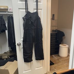 Black Ankle Length Romper With Side Zipper 