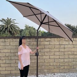 New In Box 9 Feet Tilt With Crank Outdoor Patio Center Pole Market Umbrella Navy Red Tan Or Warm Gray Color Stand Is NOT INCLUDED 