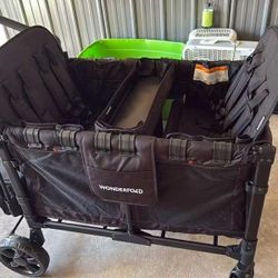 Black, Wonderfold, W4 Elite 4 Seater Stoller Wagon With Snack Tray