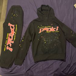 Sp5der Pink Tracksuit Hoodie and Sweatpants