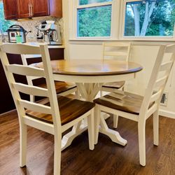 Round Dining Table Set – Solid Wood, Two-Tone Finish