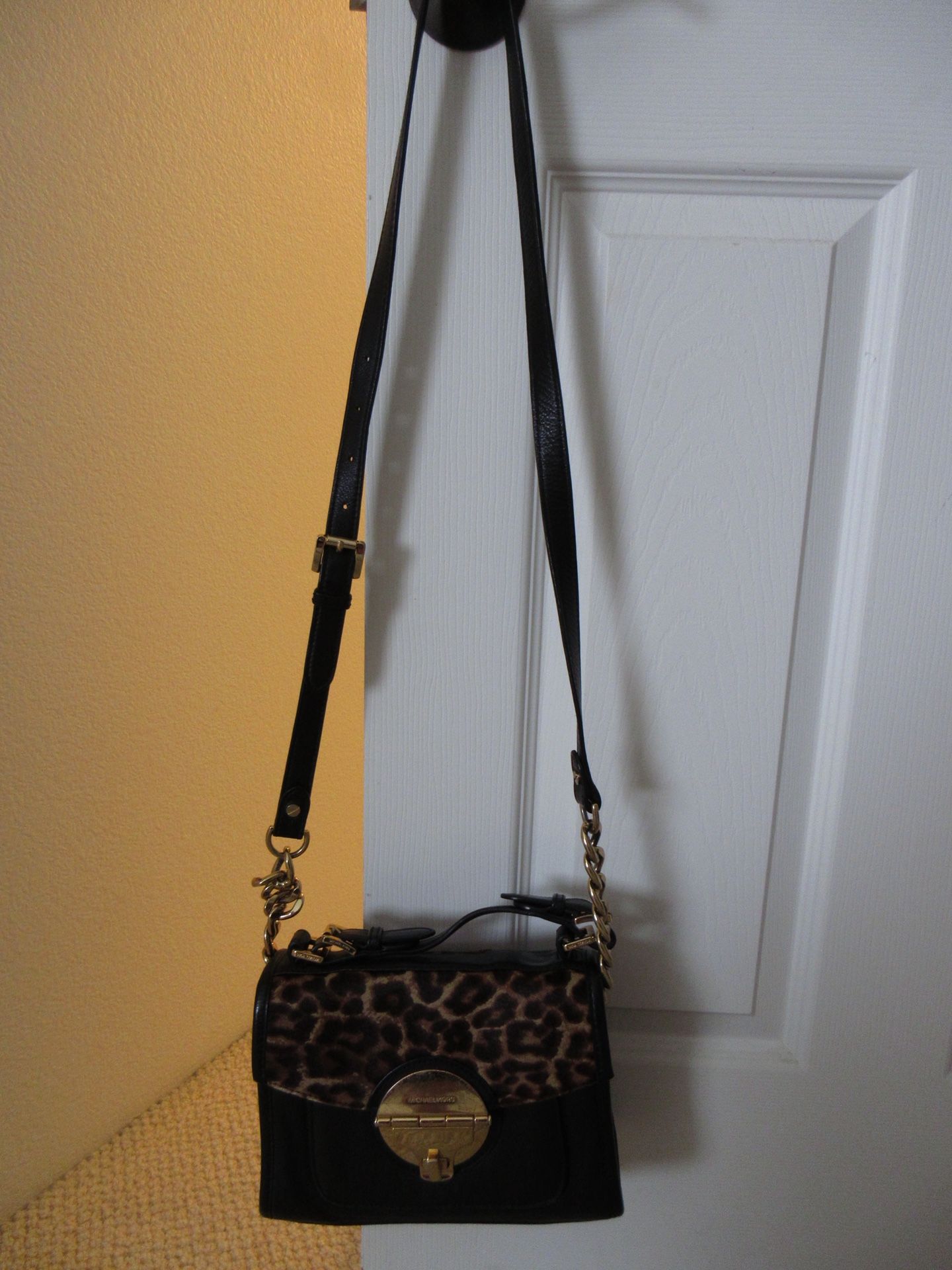 Michael Kors Small Leopard Print Calf Hair Leather Handbag