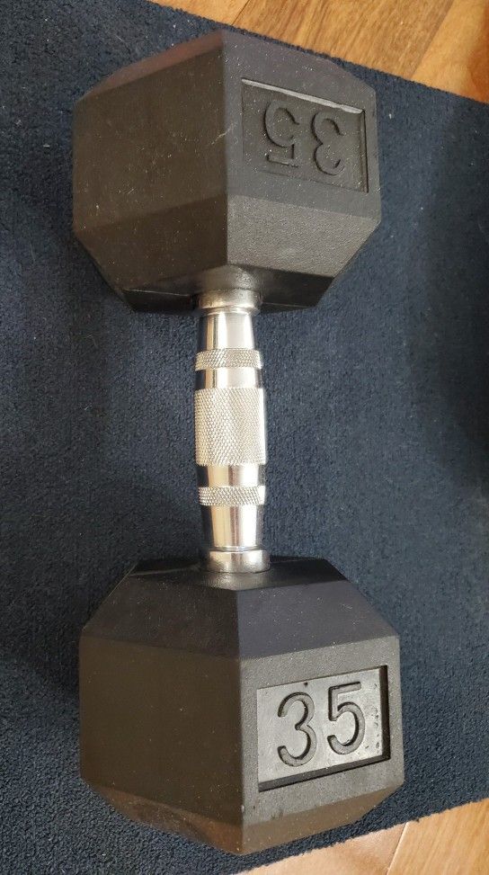 35 Lb Dumbell - One, Hex Coated