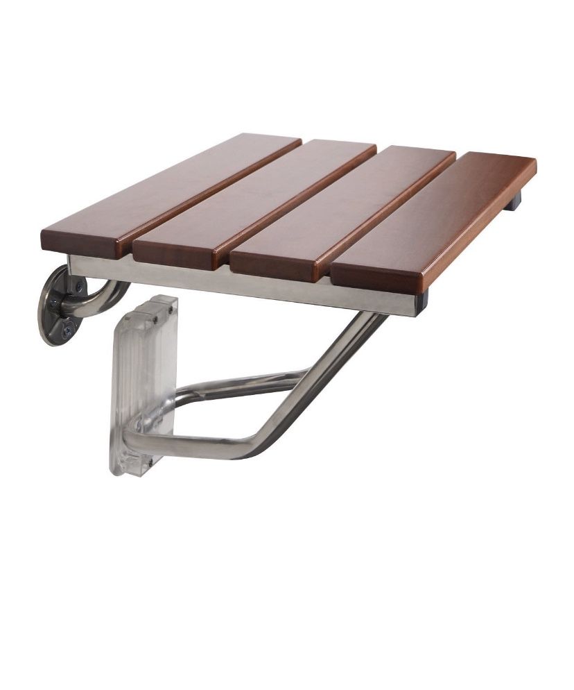 Costway Folding Bath Seat Bench Shower Chair Wall Mount Solid Wood Construction