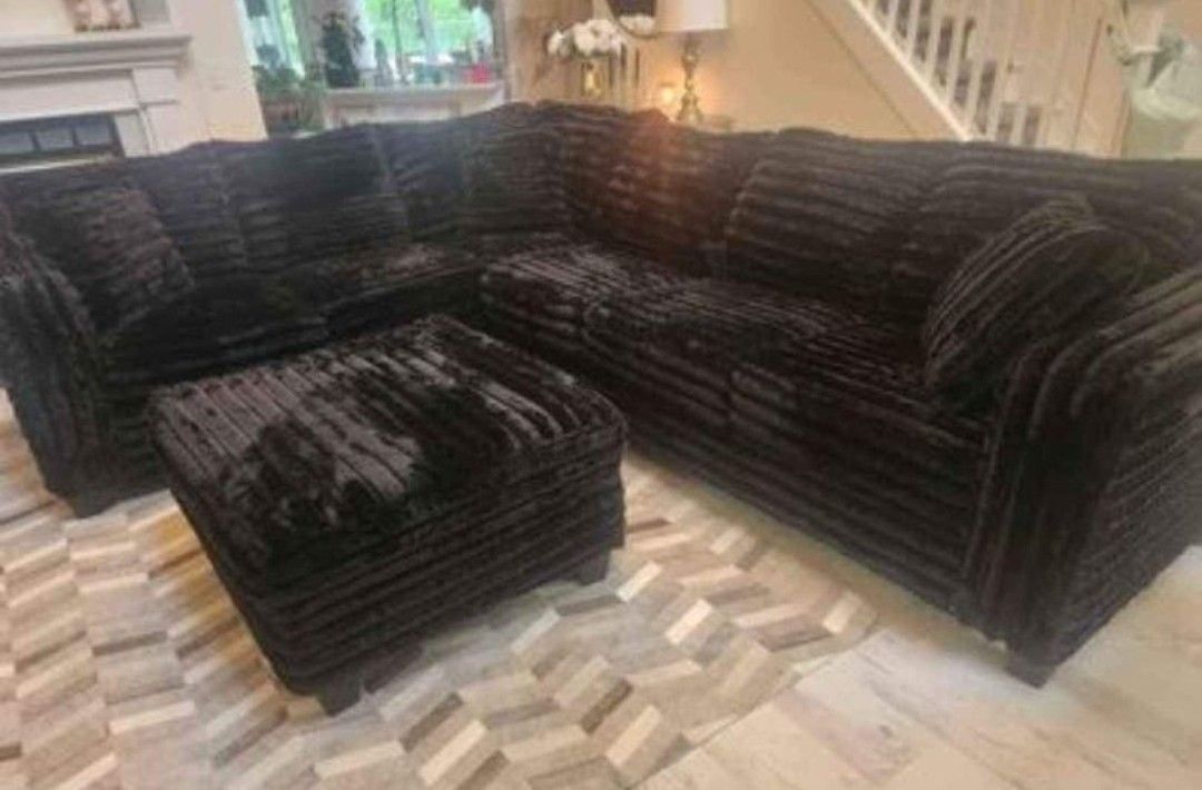 Brand New Byers Market Wham Black Thick Corduroy 2pc Full Length Sectionals
🌟Payment Options