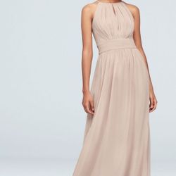 New Formal Long Chiffon Bridesmaid Key Hole Dress Size 4