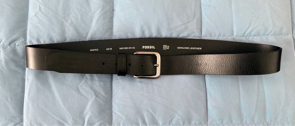 MENS LEATHER BELT BLACK FOSSIL 42 NEW