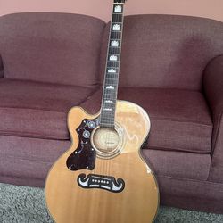 Left Handed Epiphone Ej200sce Acoustic Guitar - Blonde