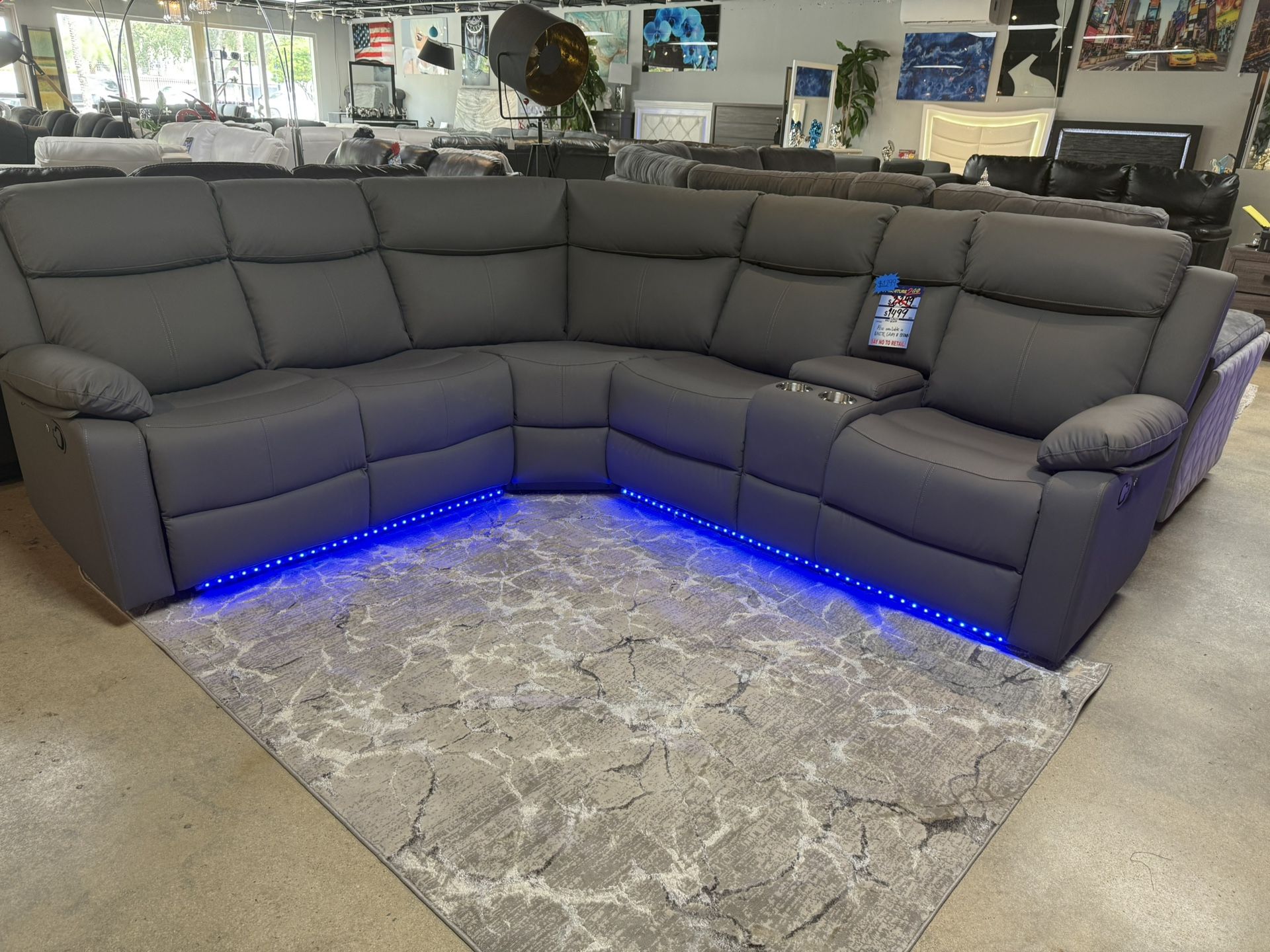 Huge Special On Grey Sectional Only $999 With Led Lights 