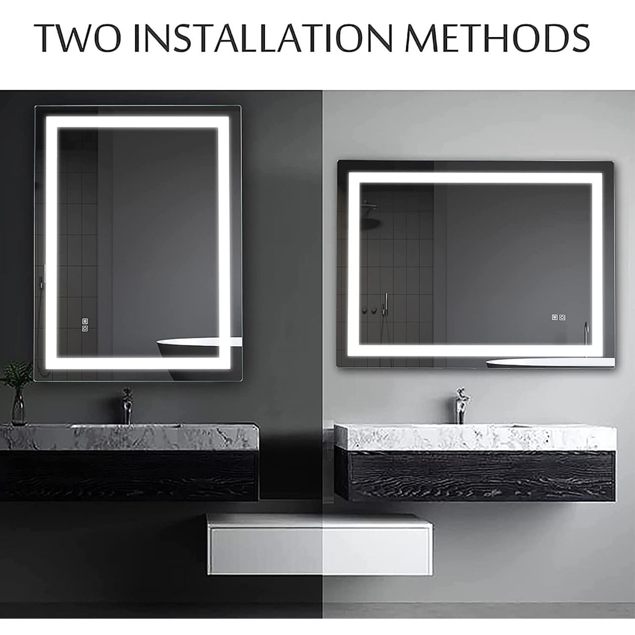 32x24 Inches LED Bathroom Mirror Anti-Fog Dimmable Vanity Mirror Wall Mounted Makeup Memory Mirror,with Touch Switch Control,Water Proof Lighted Mirro