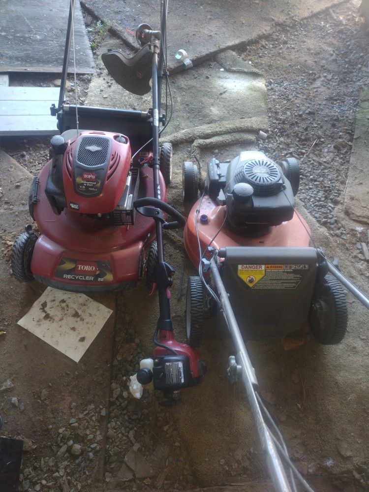 2 Lawn Mowers One Weed Eater
