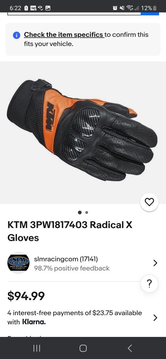 Motocycle KTM X Glove