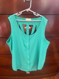 Teal button up tank top size L