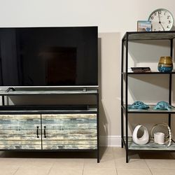 🌊 Coastal TV Stand + Matching Shelf – Beachy Driftwood Style