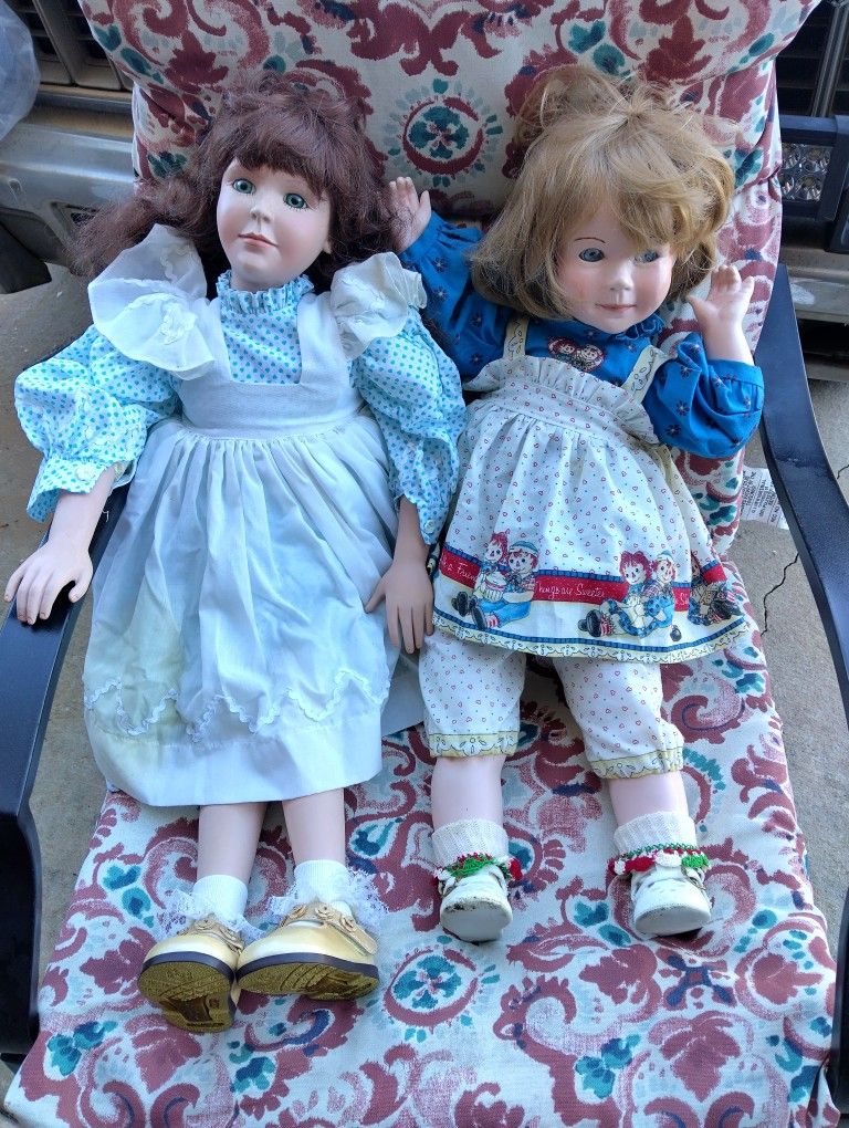 Porcelain Girls Dolls - Year Of Antiques 1943