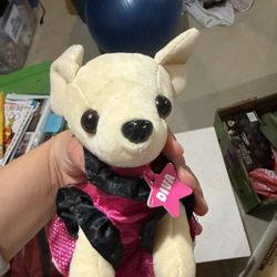 Diva Pink and Black Dog Plush Toy