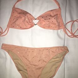 Victoria’s Secret Women’s SIZE S/M Peach Gold Heart Bikini