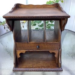 Antique Oak Two-Piece Desk Organizer Set