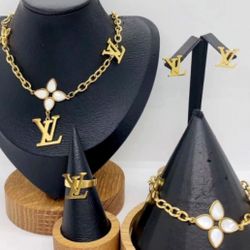 Amazing Set White And Gold 4 Pcs Stainless Steel 