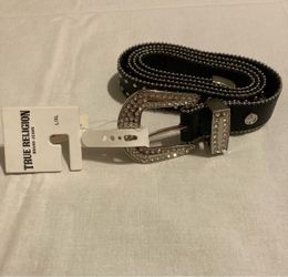 True Religion Women's Rhinestone Horseshoe Western Belt Size L/XL CowGirl Rodeo