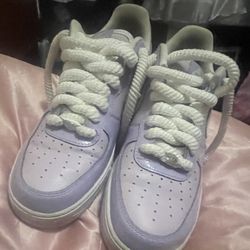 Nike Purple Air Forces With Rope Laces