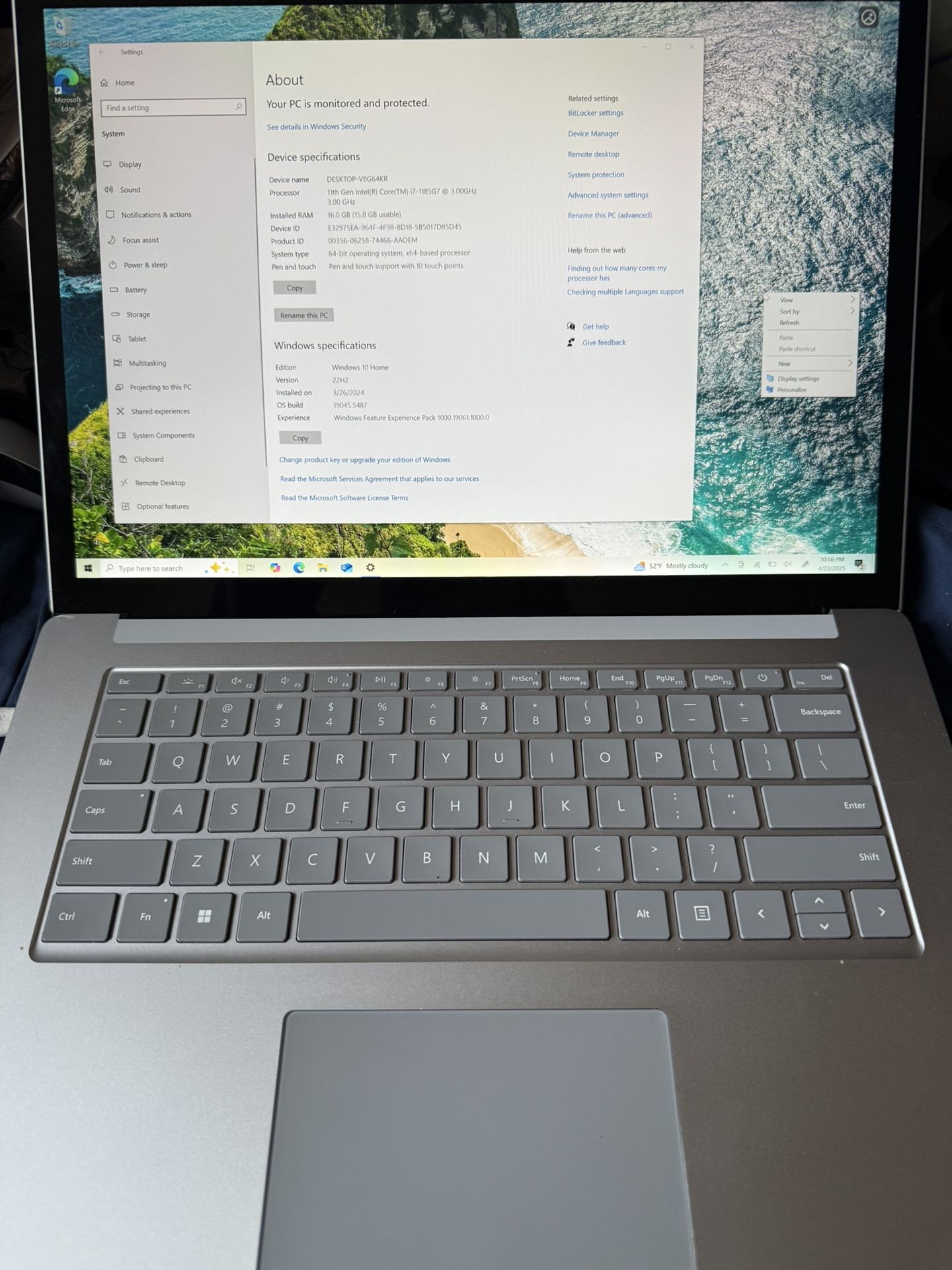 Surface Laptop 4 - 15 in. i7/16/512