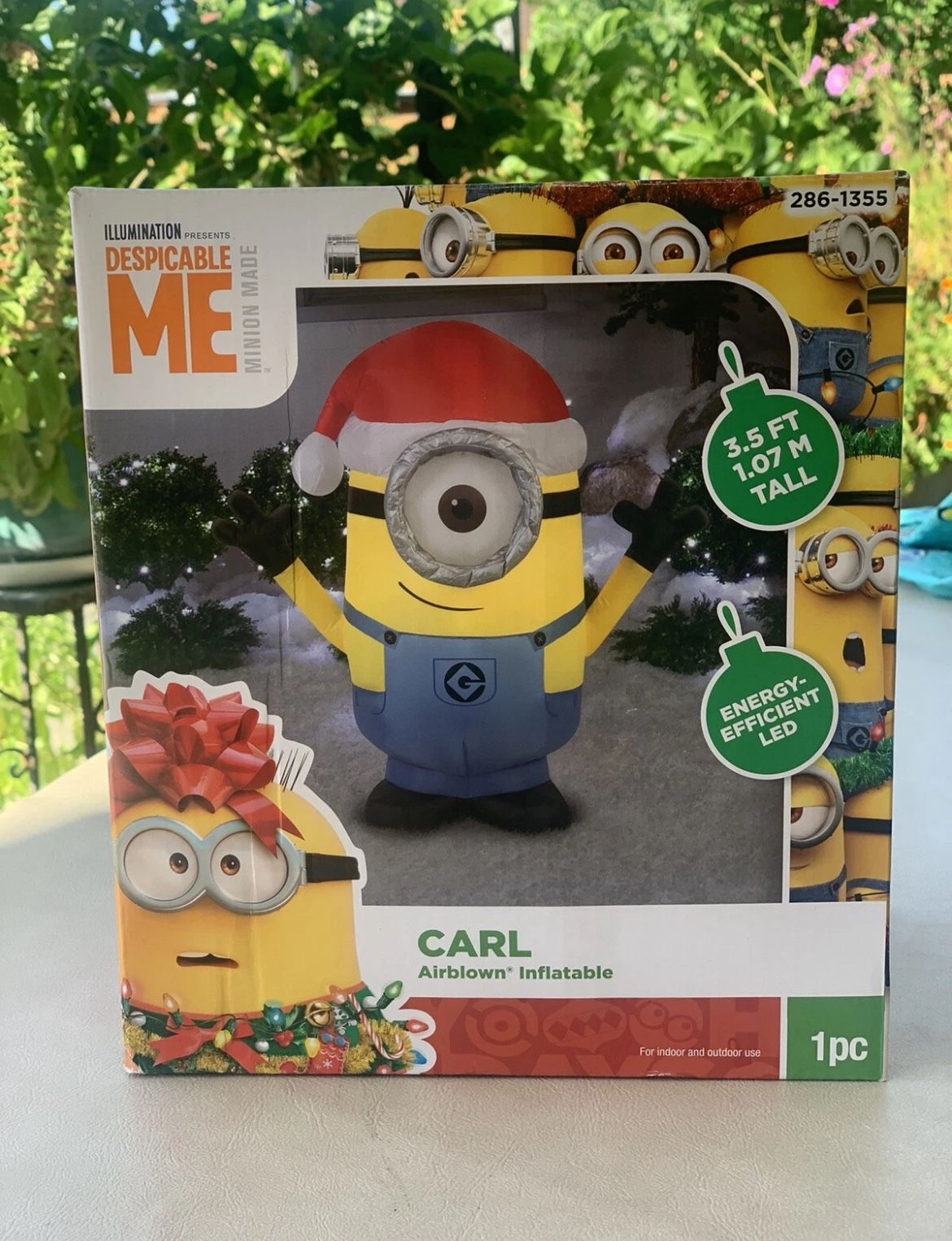 Gemmy Inflatable Carl the Minion Wearing a Santa Hat - Holiday Yard Decor 3.5ft