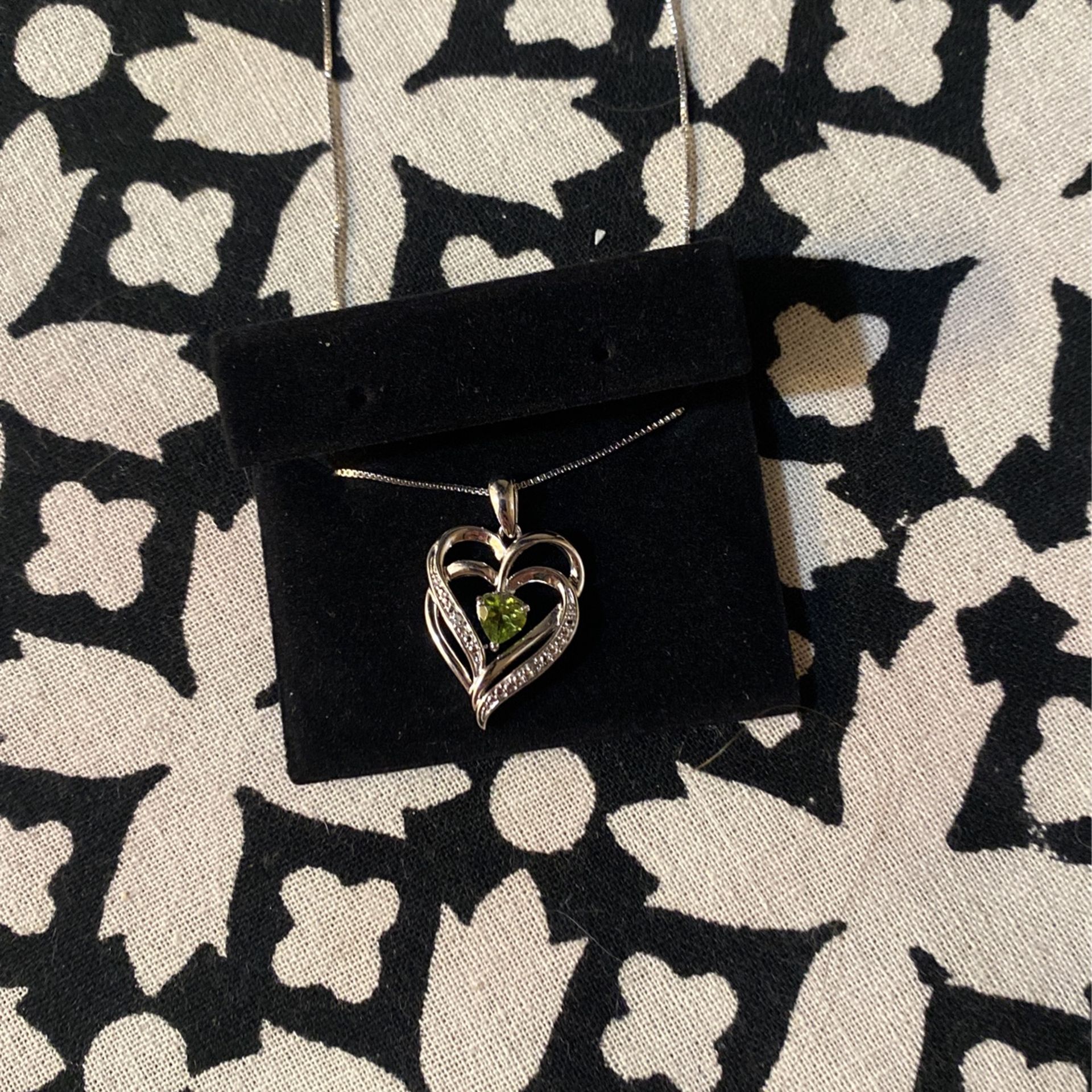 Silver Heart Necklace With Peridot