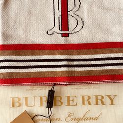 Burberry Beanie White & Red 