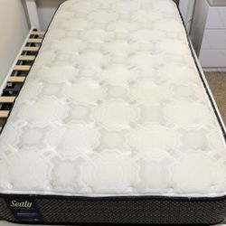 Twin Sealy Posturepedic Mattress + Black Metal Bed Frame 