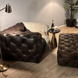RH Leather Soho Chair And Ottoman *Delivery Options*