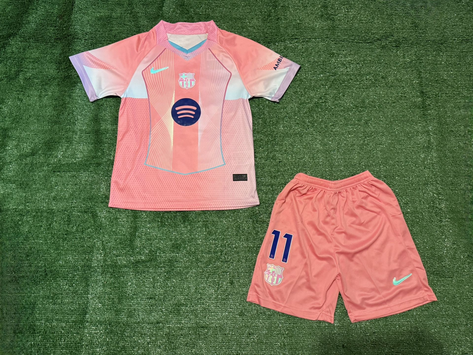 Raphina #11 FC Barcelona Pink Concept Kids Jersey